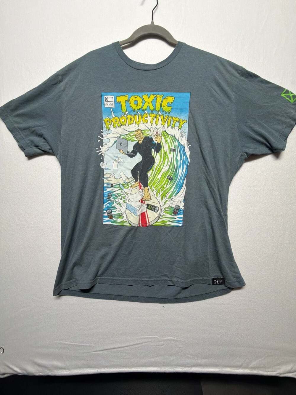 0116 Defcor Jocko Toxic Productivity T-Shirt Size XXL Gray Graphic Tee